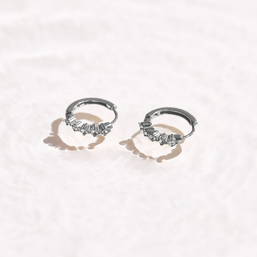 Crystal Row Huggie Hoop Earrings