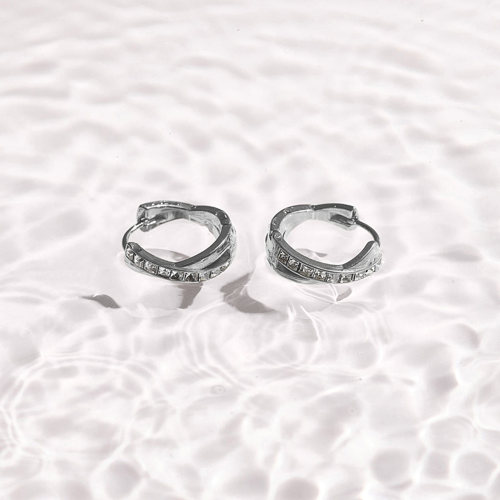 Crystal Twist Hoop Earrings