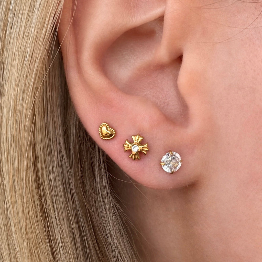 Sweetheart Flat Back Earrings Set - EVRYJEWELS