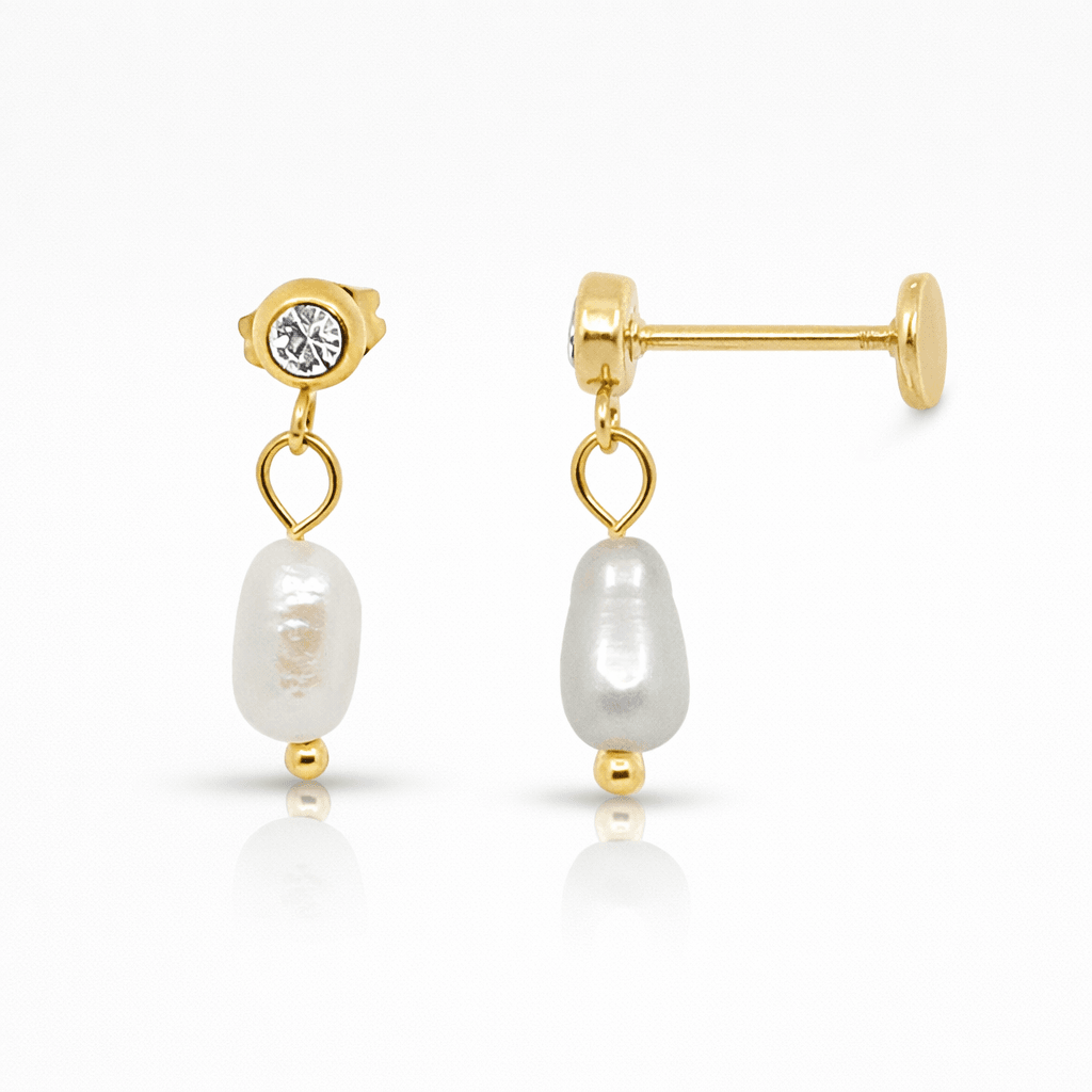 Pearl Glow Drop Flat Back Earrings