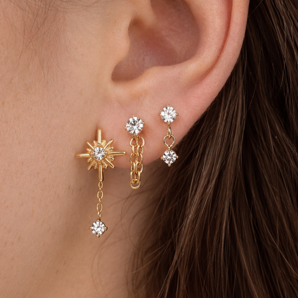 Meet Me At Midnight Flat Back 3-Piece Earring Set - EVRYJEWELS