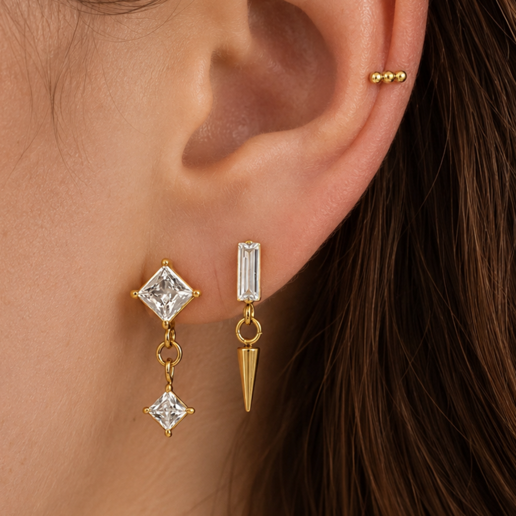 Cool Girl Flat Back Earrings 3 Piece Set - EVRYJEWELS