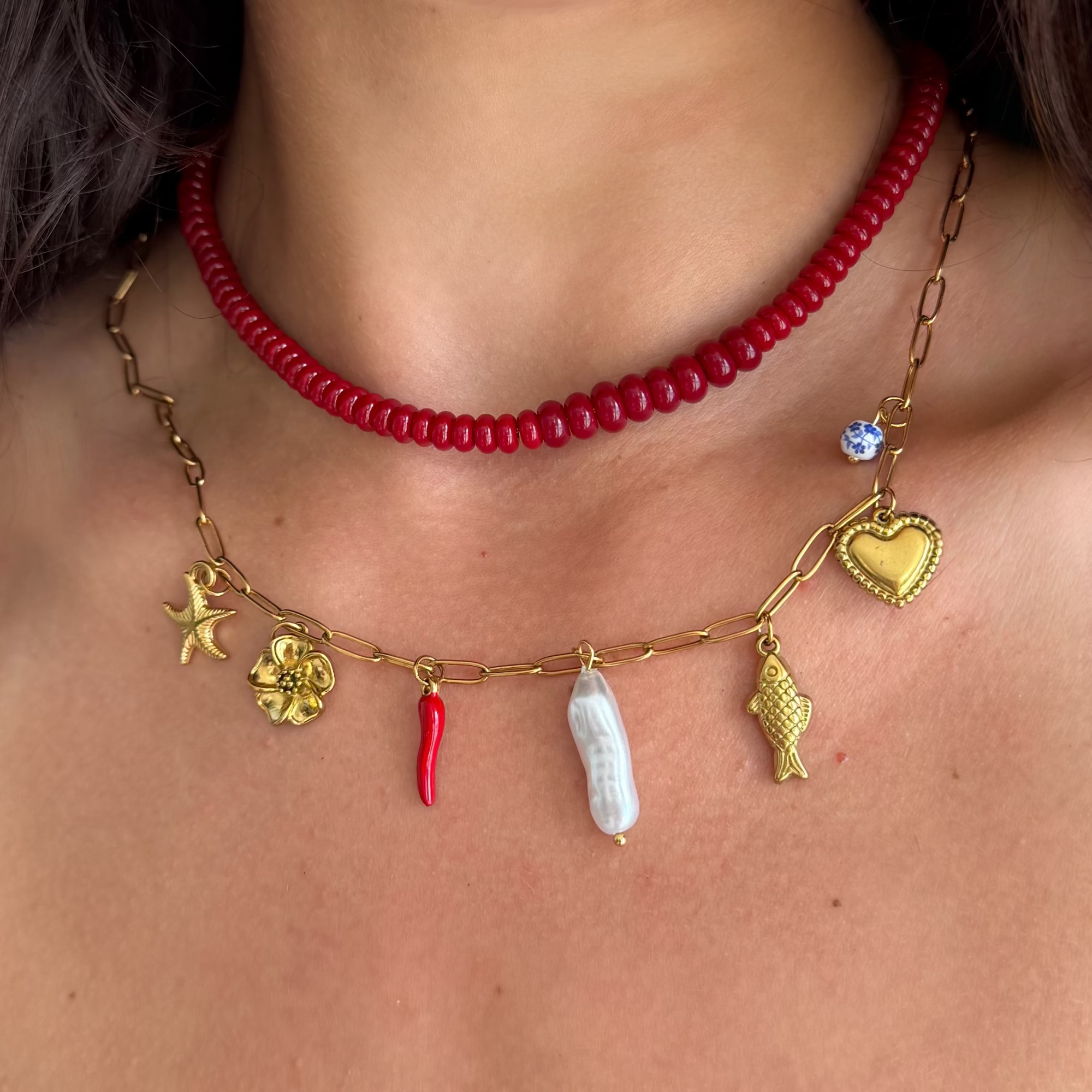 Scarlet Glow Beaded Necklace
