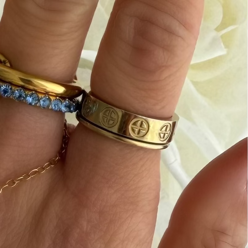 Frosted Charm Stacked Ring