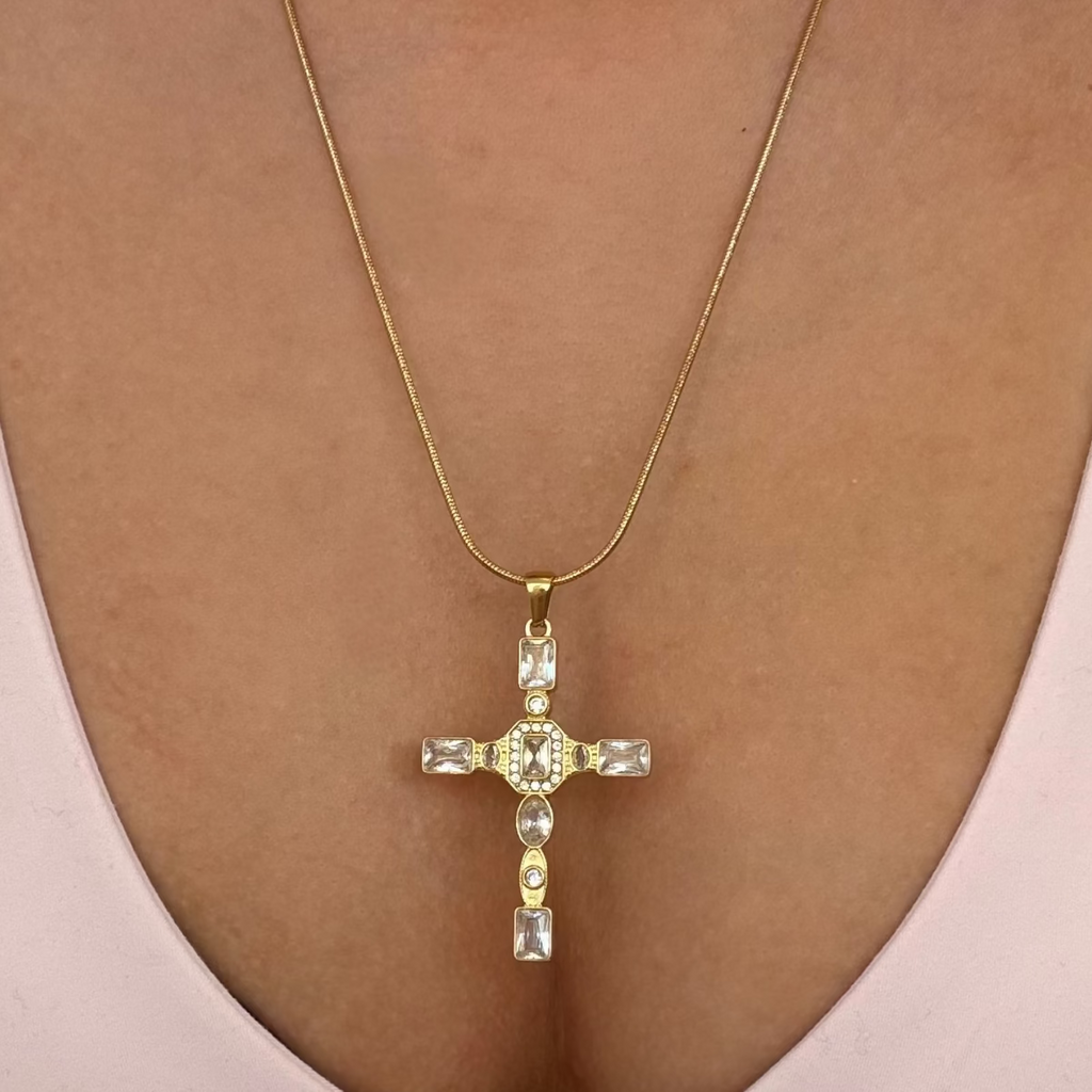 Gem Up Cross Necklace - EVRYJEWELS