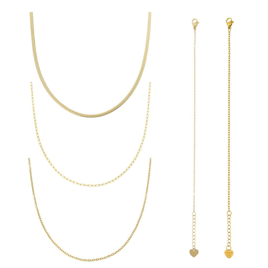 Fine Lines Bundle: 5 Piece Necklace and Bracelet Bundle