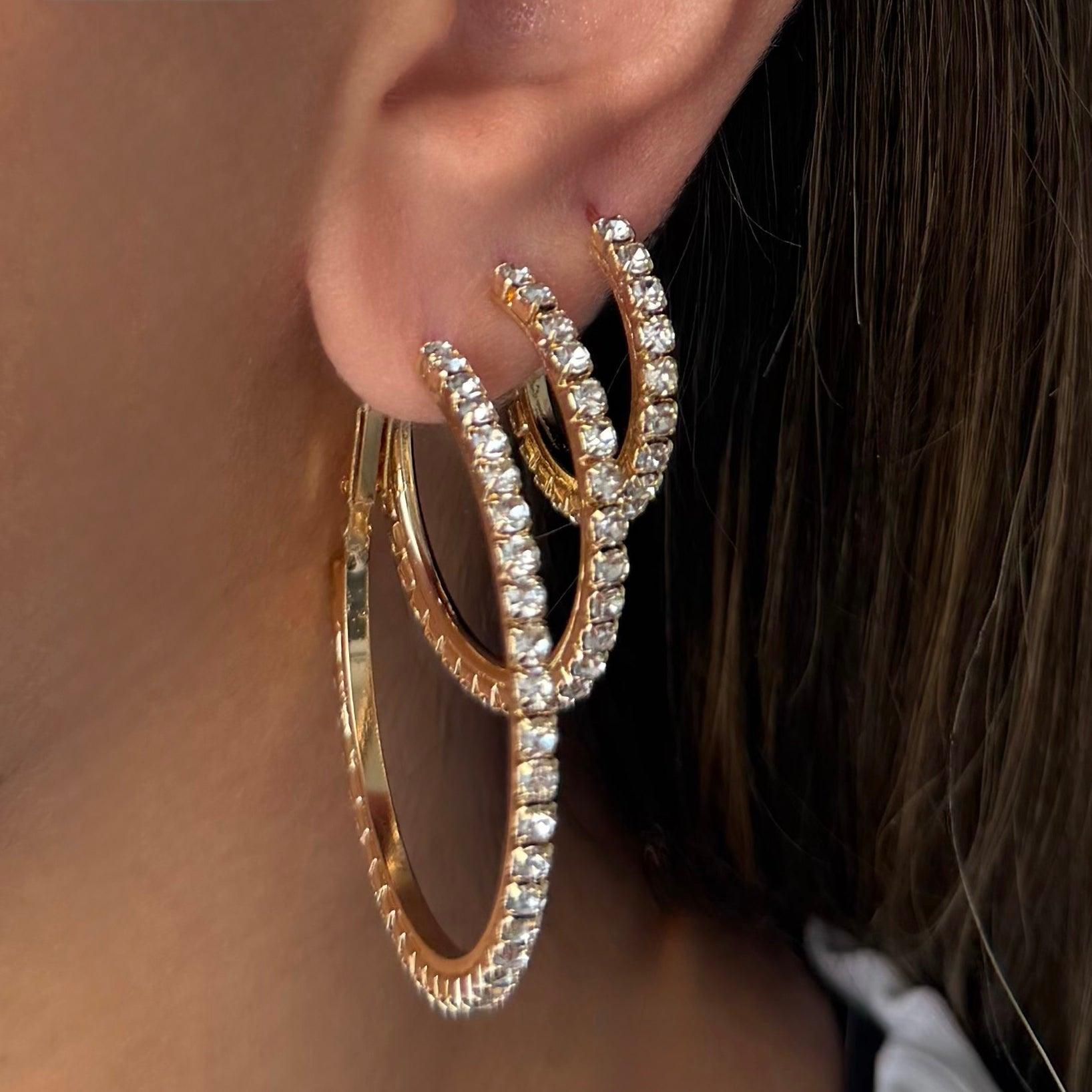 All That Sparkle 3-Piece Hoop Earrings Set
