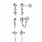 Meet Me At Midnight Flat Back Earrings Set - EVRYJEWELS