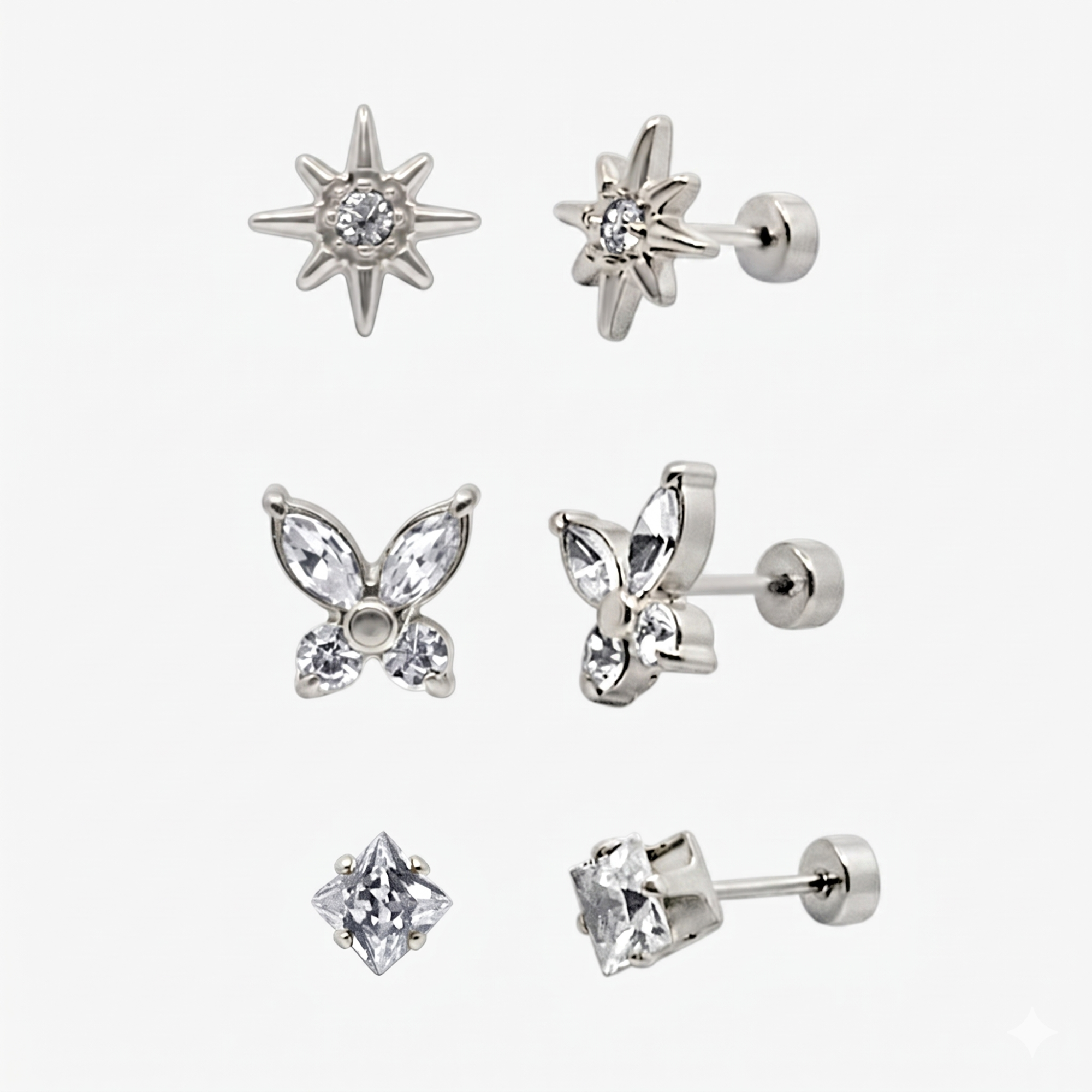 Eternal Twinkle 3 Pack Flat Back Earrings Set - EVRYJEWELS