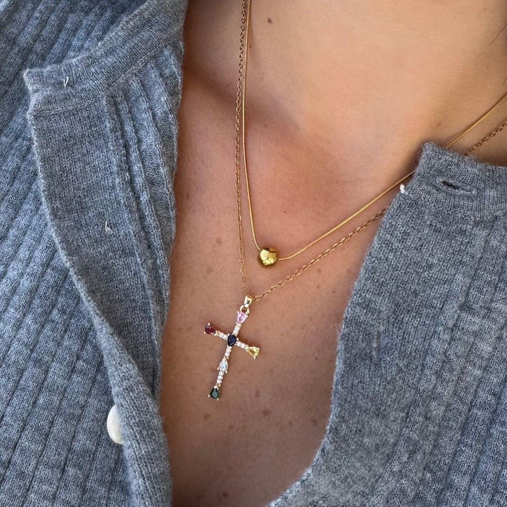Rainbow Blessings Cross Necklace
