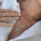 Pearly Blessing  Cross Double Layered Necklace