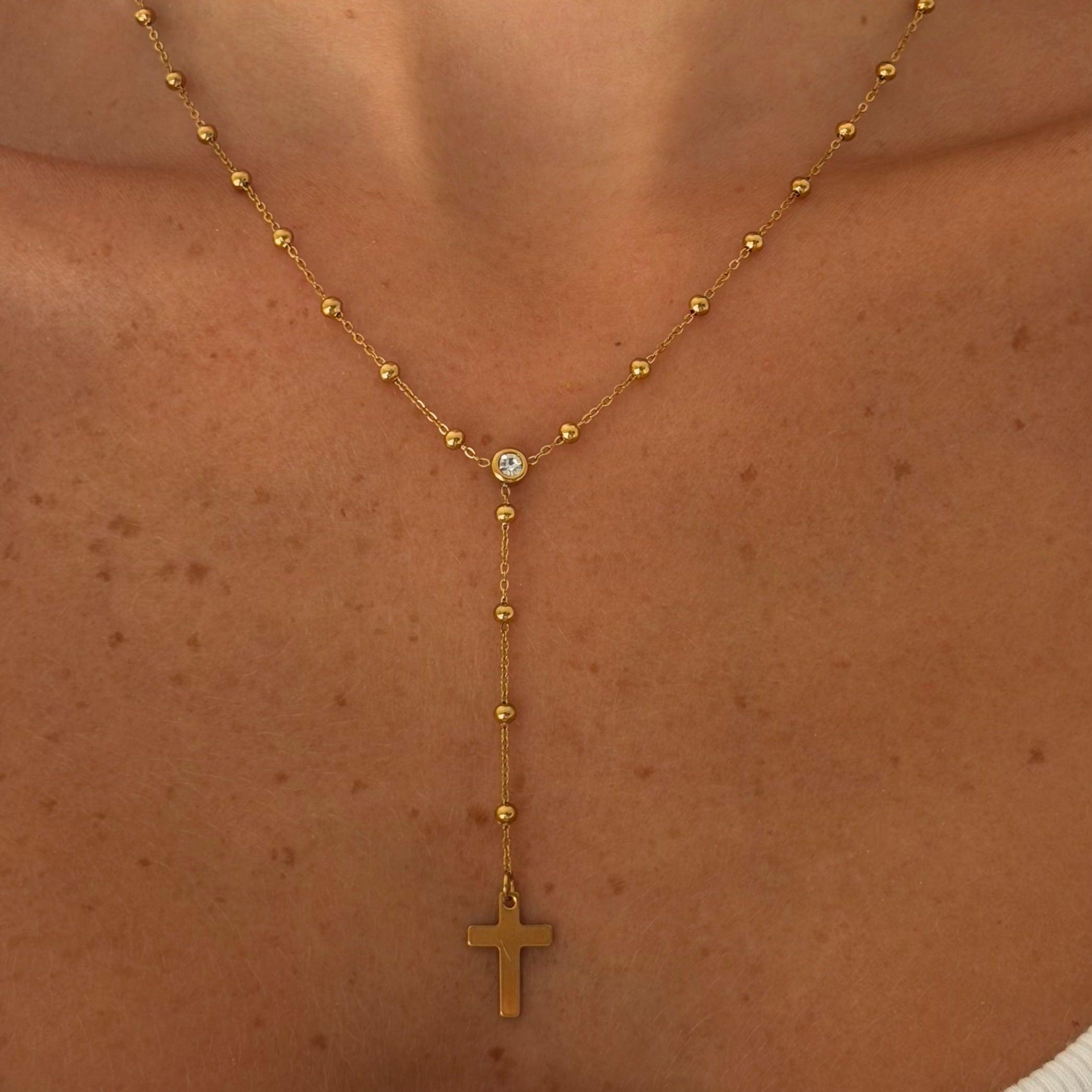 Alessia Lariat Cross Necklace