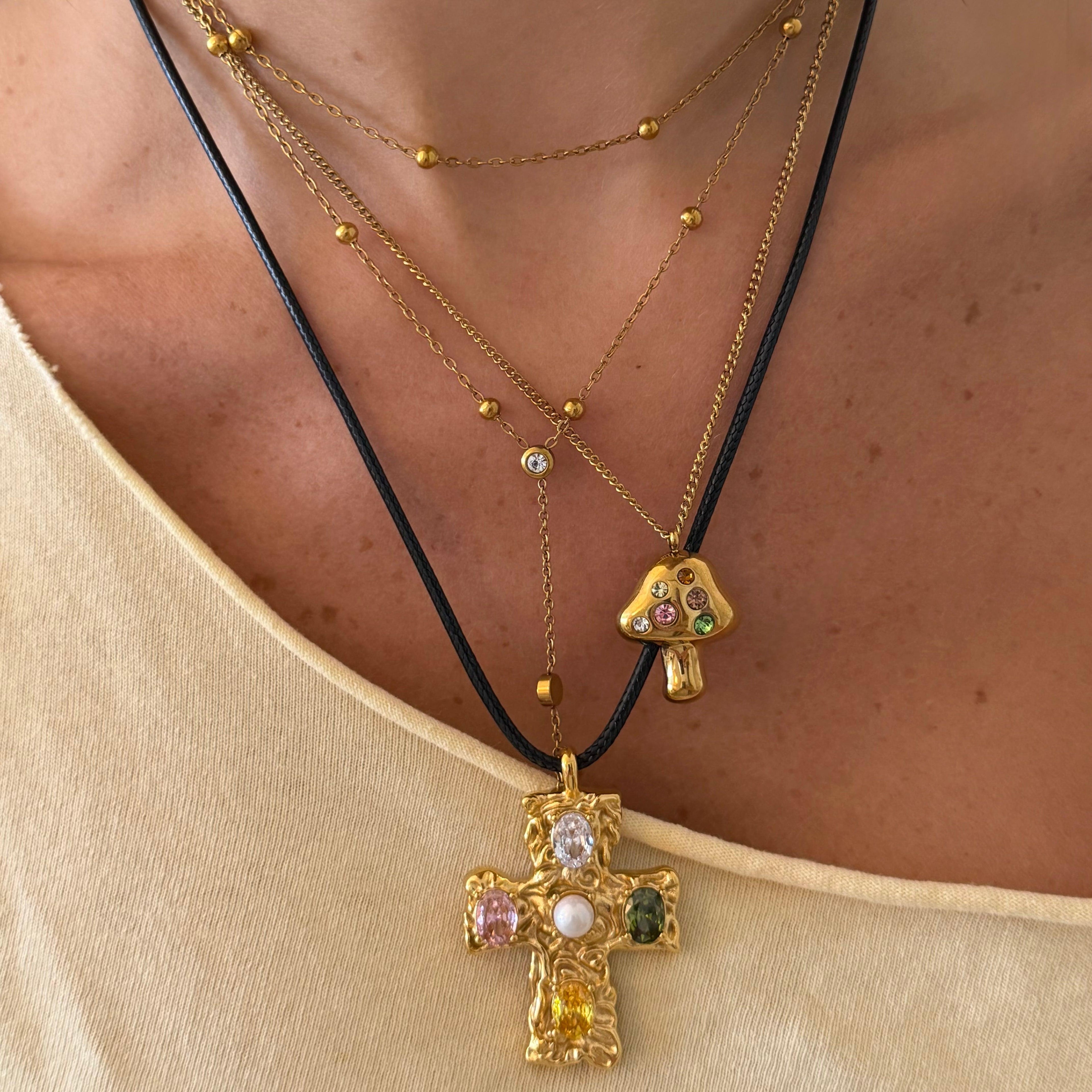 Popstar Cross Cord Necklace