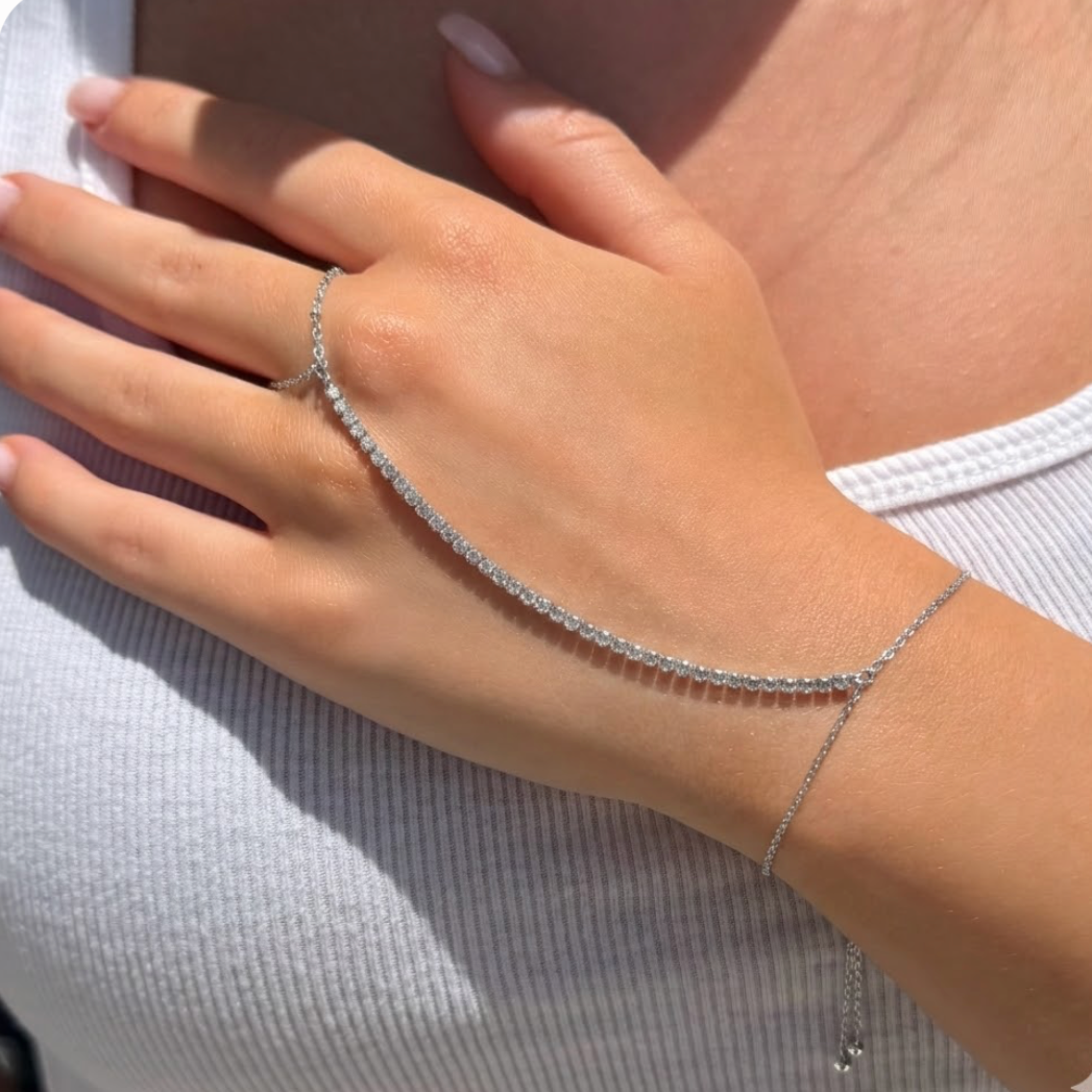 Shine Bright Tennis Hand Chain - EVRYJEWELS