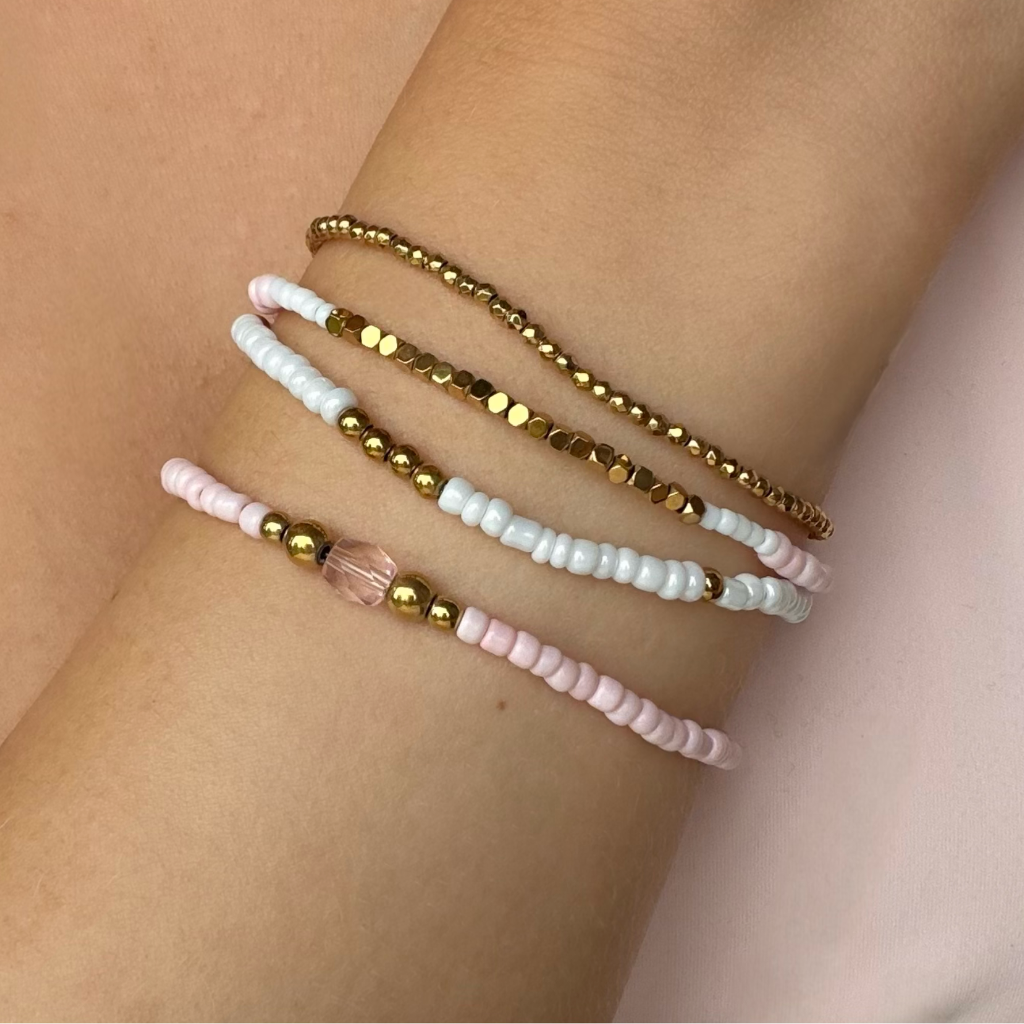 Blush Babe Beaded Bracelet 4 Piece Set