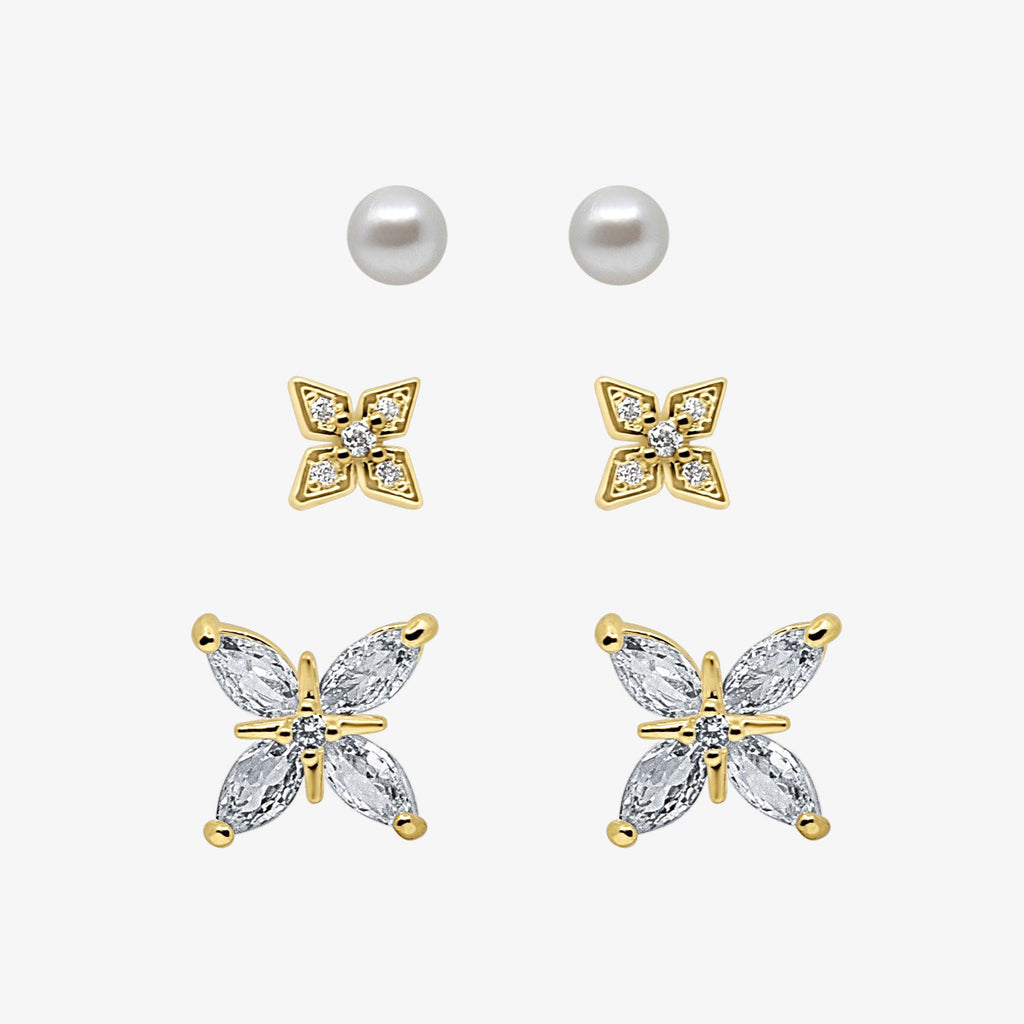 Petite Bloom Stud Earrings 3 Piece Pack