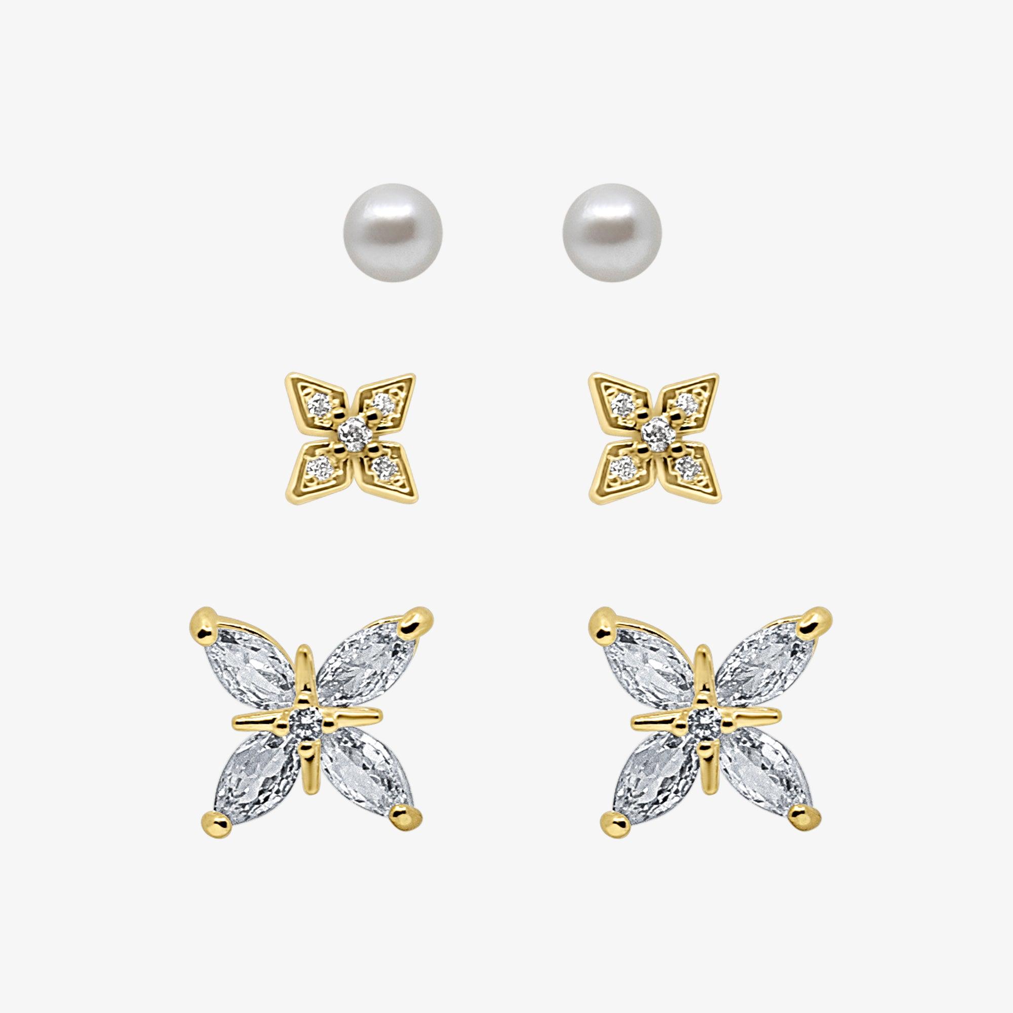 Petite Bloom Stud Earrings 3 Piece Pack
