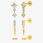 Cool Girl Flat Back 3 Piece Earring Set