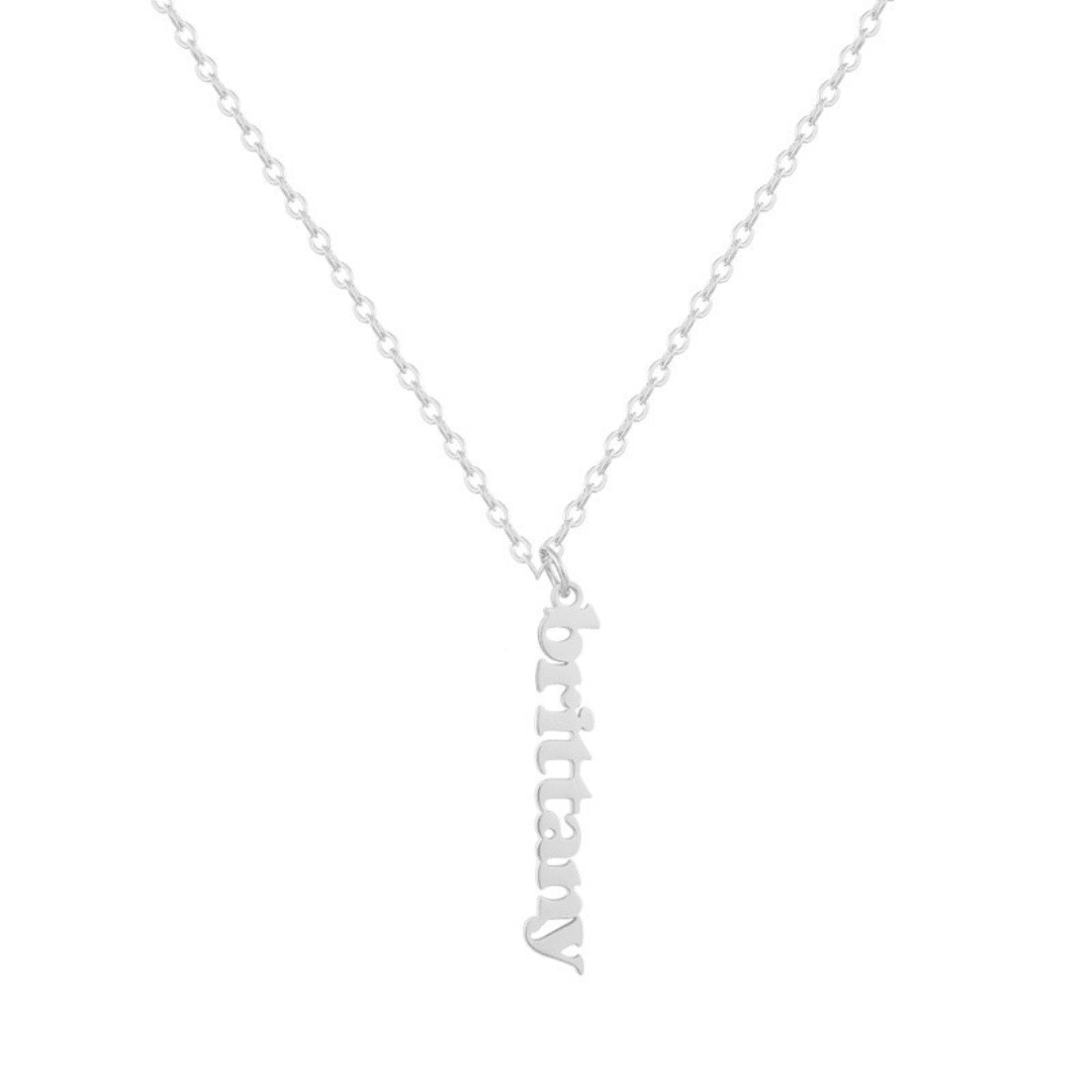 Custom/Personalized Mini Vertical Charm Nameplate Necklace - EVRYJEWELS