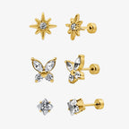 Eternal Twinkle 3 Pack Flat Back Earrings Set