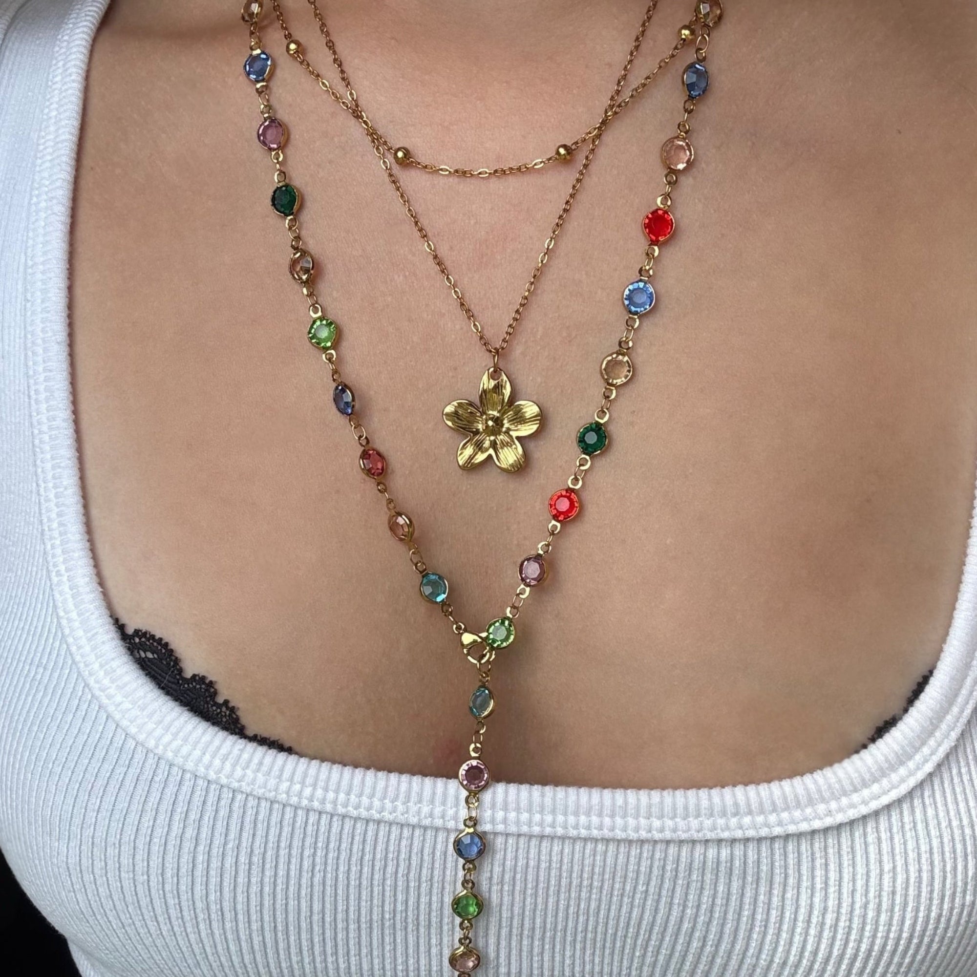 Sunset Glow Rainbow Necklace Set - EVRYJEWELS