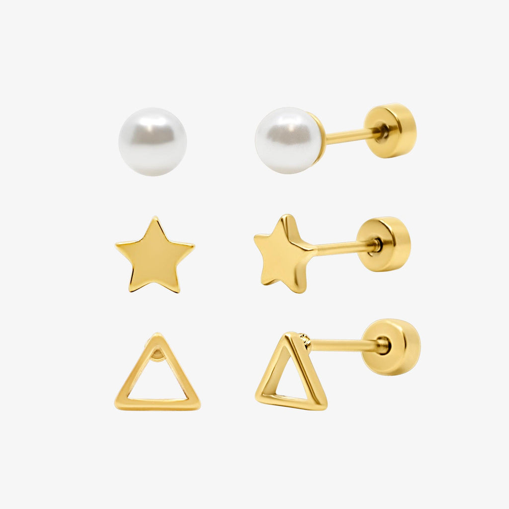 Hey Darling Pearl 3-Piece Flat Back Earrings Set