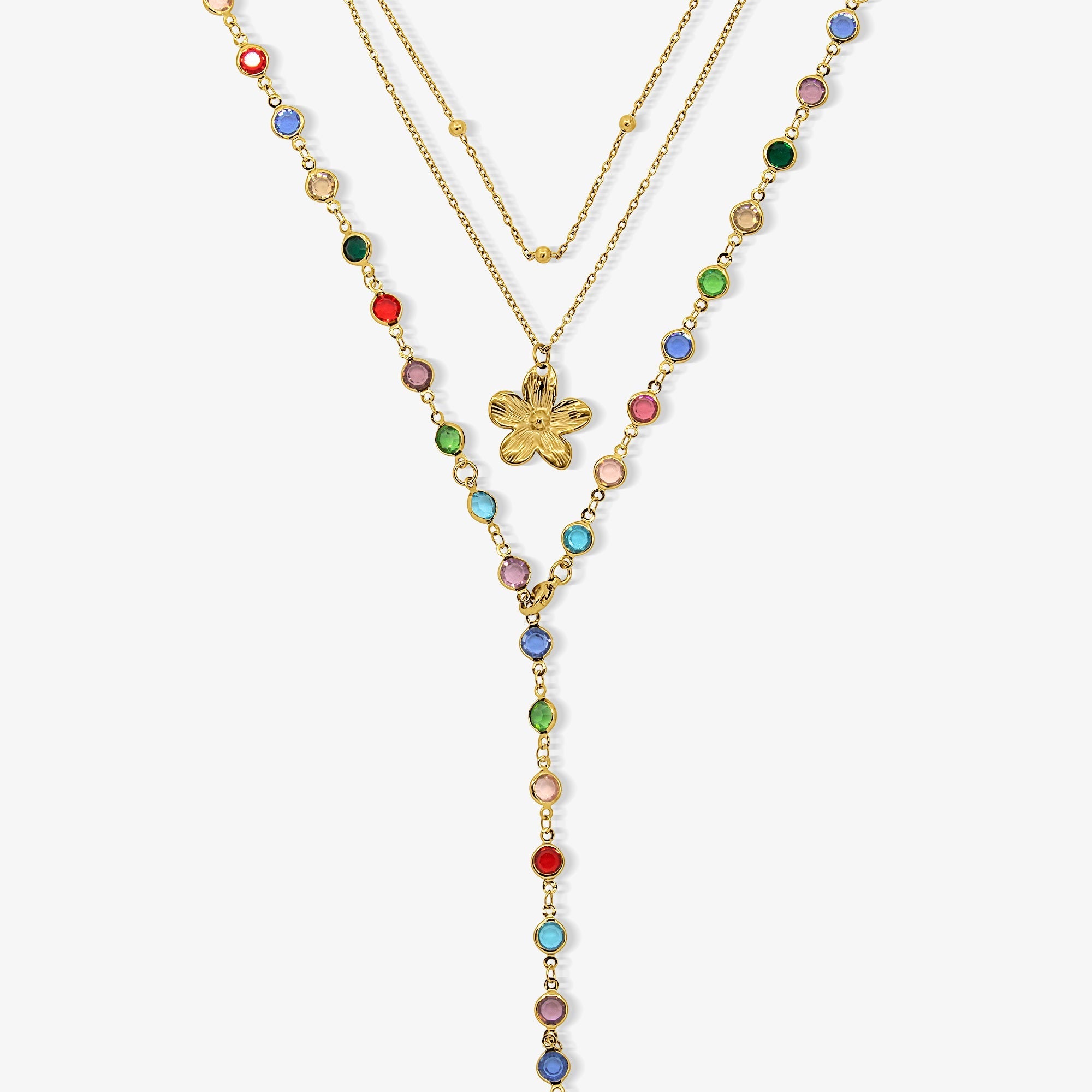 Sunset Glow Rainbow Necklace Set
