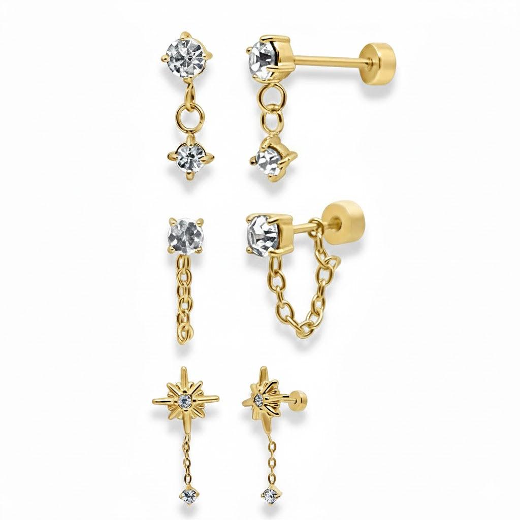 Meet Me At Midnight Flat Back 3-Piece Earring Set