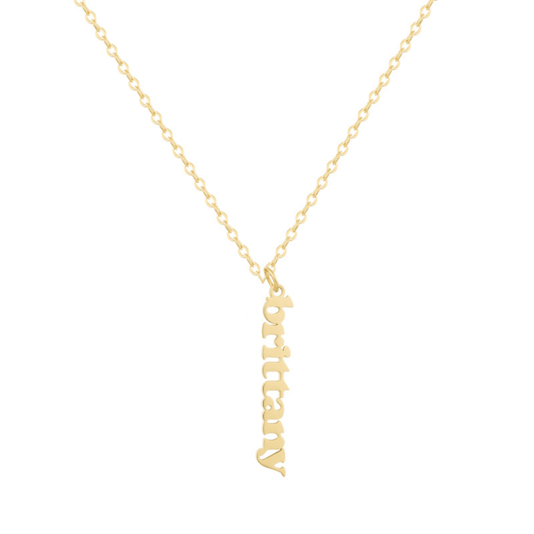 Custom/Personalized Mini Vertical Charm Nameplate Necklace - EVRYJEWELS