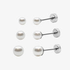 Pearl Crush Flat Back Earring 3 Piece Set