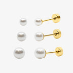 Pearl Crush Flat Back Earring 3 Piece Set