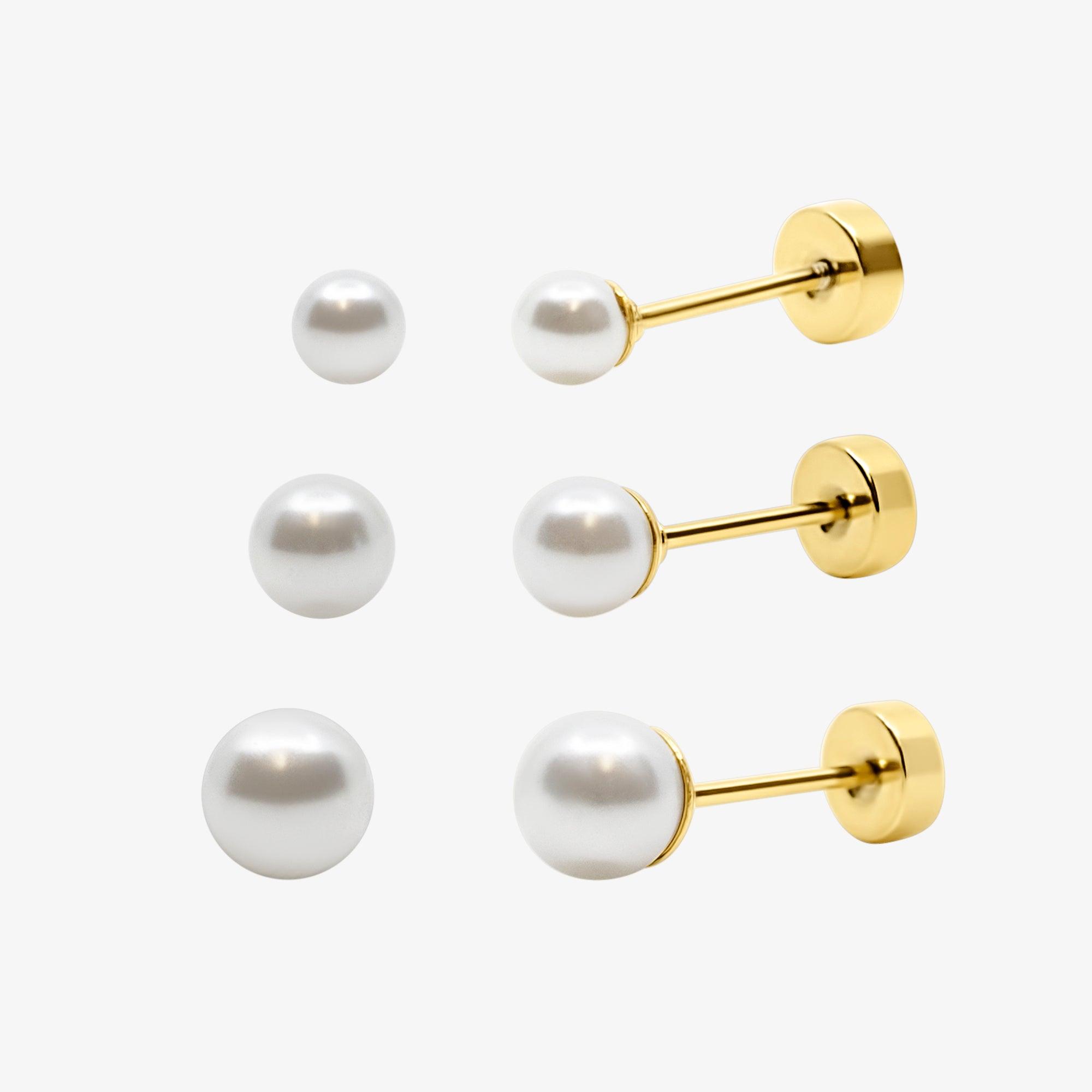 Pearl Crush Flat Back Earring 3 Piece Set