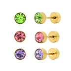 Rainbow Babe Flat Back 3 Piece Earring Set Gold