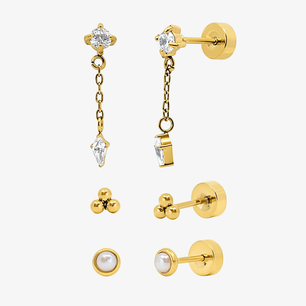 Starry Babe Flat Back 3 Piece Earring Set