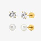 Timeless Babe Flat Back 2 Piece Earring Set Gold